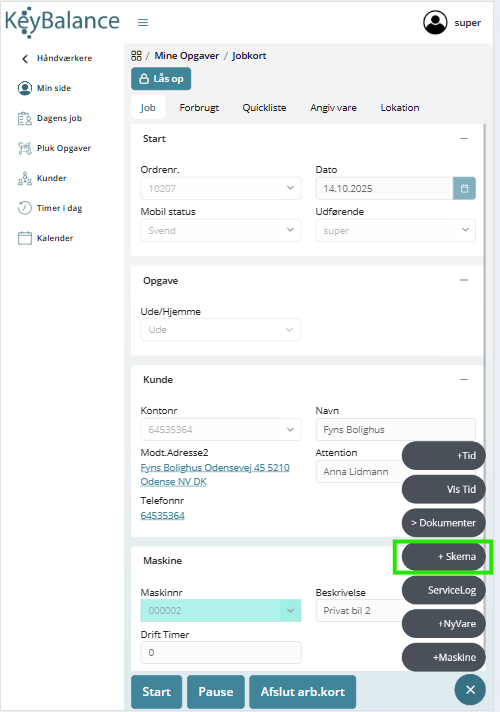 Tilføj kontrolskema IPAD